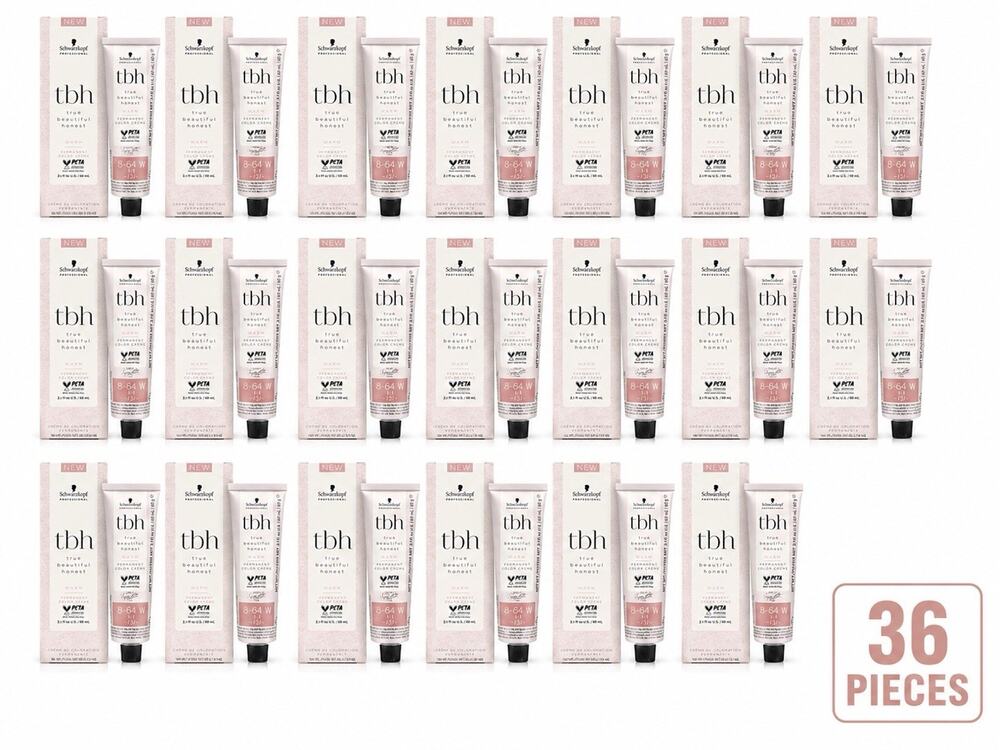 36x Schwarzkopf TBH True Beautiful Honest 8-64W Warm Color Creme 2.1 Fl Oz